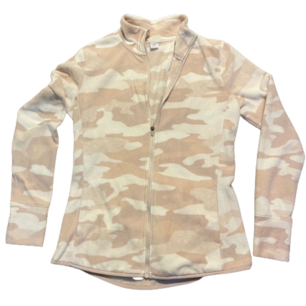 Old Navy micro performance zip fleece XS pink camo thumb holes